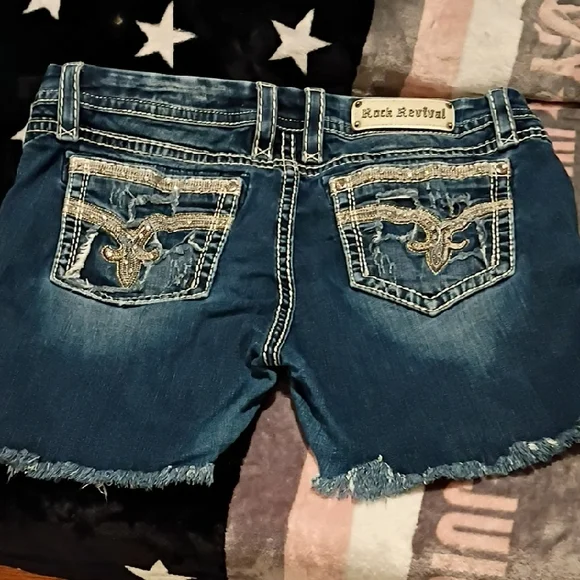 Rock Revival Distressed Blue Jean Shorts - Picture 2 of 6